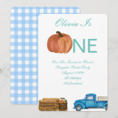 Herfst Pompoen Patch 1e verjaardagsfeestje Kaart (Voorkant / Achterkant)