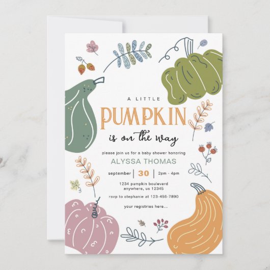 Herfst Pompoen Patch Baby shower Kaart (Voorkant)