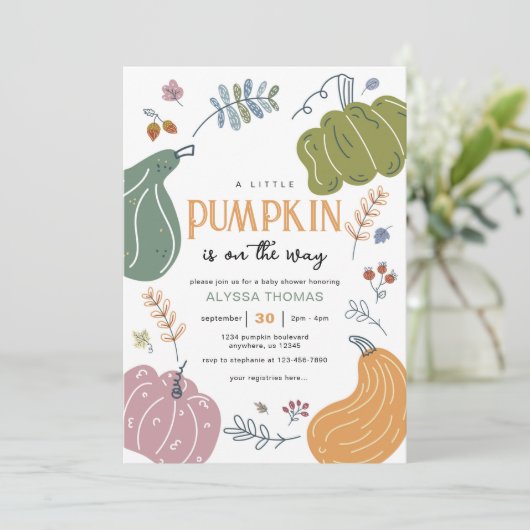 Herfst Pompoen Patch Baby shower Kaart (Staand voorkant)