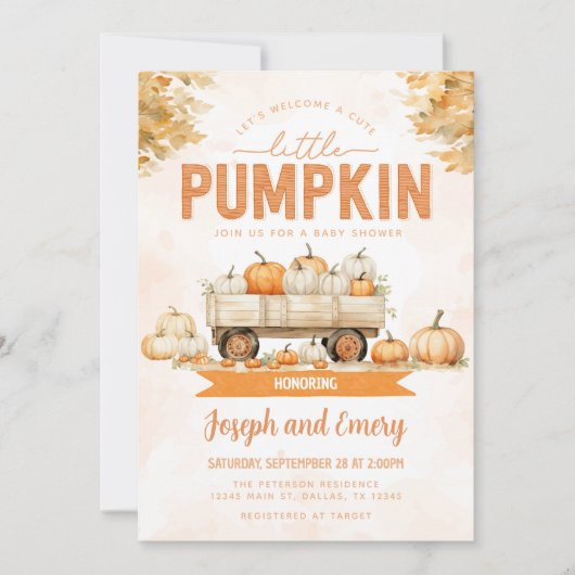 Herfst Pompoen Patch Baby shower Kaart (Voorkant)