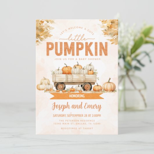 Herfst Pompoen Patch Baby shower Kaart (Staand voorkant)