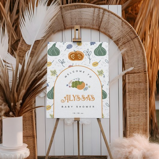 Herfst Pompoen Patch Baby shower Welkom Poster