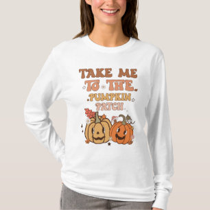 Herfst Pompoen patch liefhebber herfst plezier T-shirt