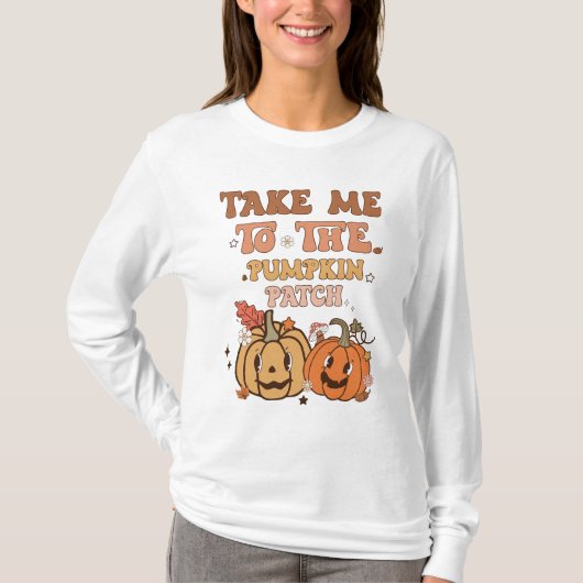 Herfst Pompoen patch liefhebber herfst plezier T-shirt (Voorkant)