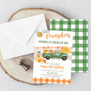 Herfst Pompoen Patch Oude Vintage Truck Verjaardag Kaart