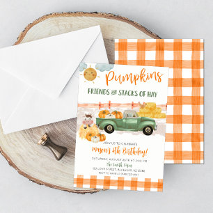 Herfst Pompoen Patch Oude Vintage Truck Verjaardag Kaart