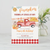 Herfst Pompoen Patch Oude Vintage Truck Verjaardag Kaart (Staand voorkant)