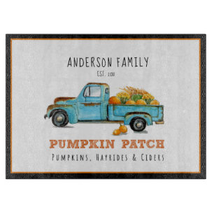 Herfst pompoen Patch   Retro truck gepersonaliseer Snijplank