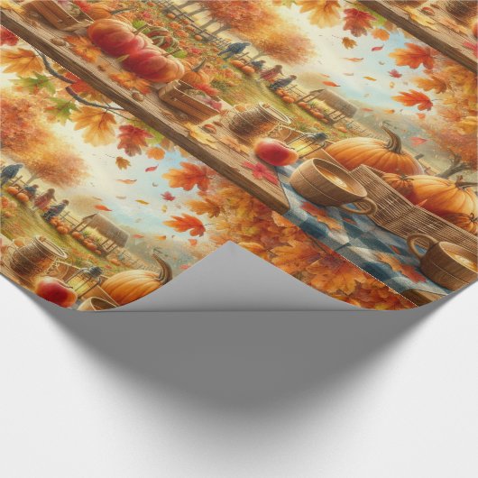 Herfst Pompoen Patch Sinaasappel Bladeren Cadeaupapier (Hoek)