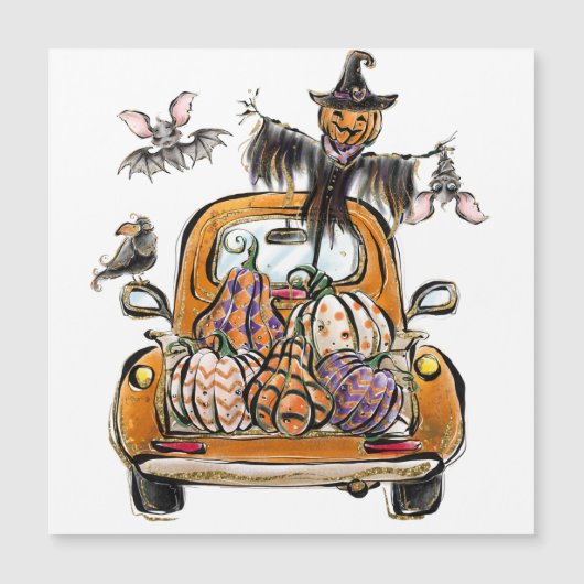 Herfst Pompoen Patch Truck met vleermuis vogelvers (Voorkant)