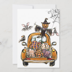 Herfst Pompoen Patch Truck met vleermuis vogelvers Kaart