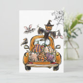 Herfst Pompoen Patch Truck met vleermuizen vogelve Kaart (Staand voorkant)