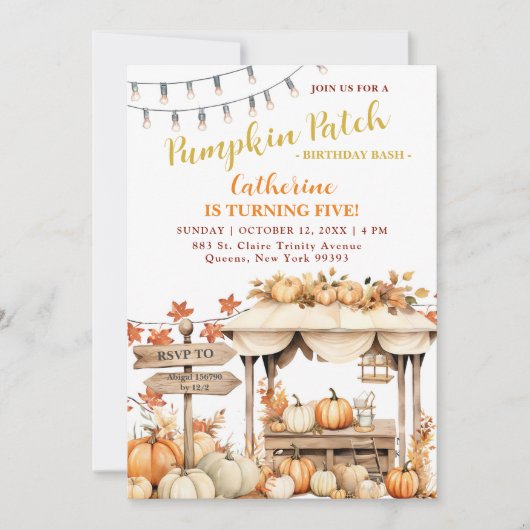Herfst pompoen patch verjaardag Bash Kaart (Voorkant)