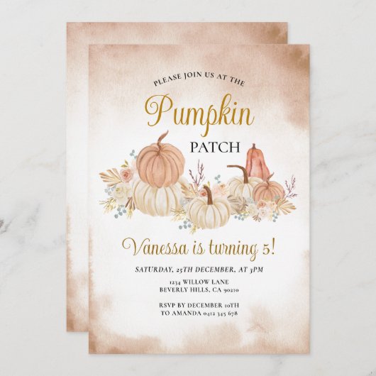 Herfst Pompoen Patch Verjaardag Boho Floral Herfst Kaart (Voorkant / Achterkant)