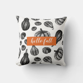 Herfst Pompoen Patroon Inkt Stipple Tekening Kusse Kussen
