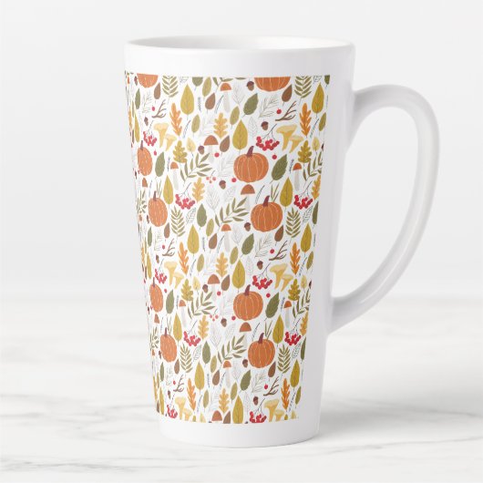 Herfst Pompoen Patroon Latte Mok (Rechts)