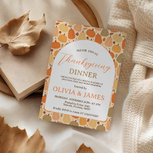 Herfst Pompoen Patroon Thanksgiving Uitnodiging
