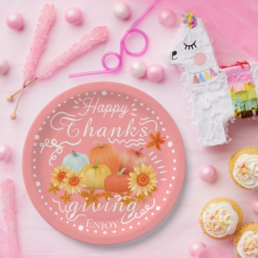 herfst pompoen perzik papieren bordje (Feest)