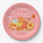 herfst pompoen perzik papieren bordje (Voorkant)