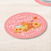 herfst pompoen perzik ronde kartonnen onderzetter (Gebogen)