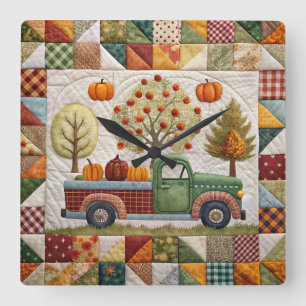 Herfst Pompoen Pickup Truck Muur Klok