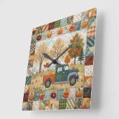 Herfst Pompoen Pickup Truck Wall Clock Vierkante Klok (Hoek)