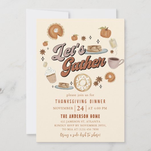 Herfst Pompoen Pie Thanksgiving Diner Kaart (Voorkant)