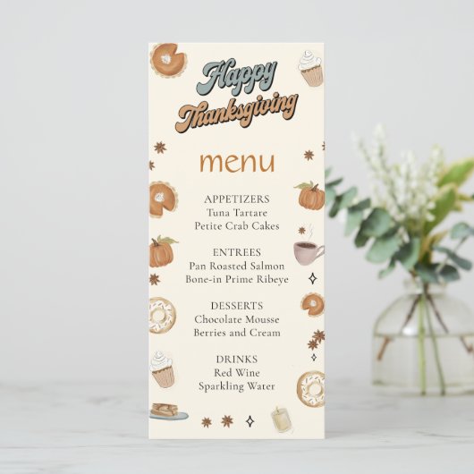 Herfst Pompoen Pie Thanksgiving Diner Menu (Staand voorkant)