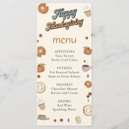 Herfst Pompoen Pie Thanksgiving Diner Menu (Voorkant)