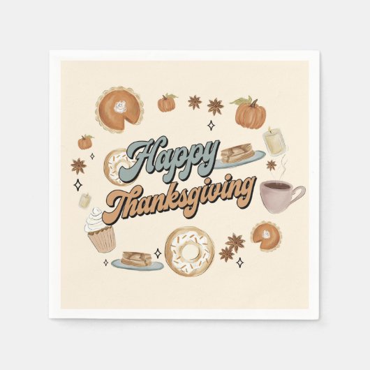 Herfst Pompoen Pie Thanksgiving Diner servetten (Voorkant)