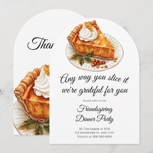 Herfst pompoen Pie Thanksgiving Party Kaart (Voorkant / Achterkant)