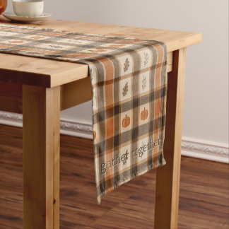 Herfst Pompoen Plaid Korte Tafelloper
