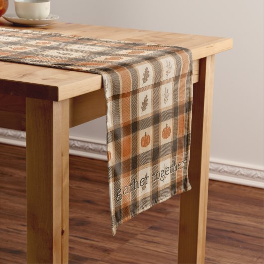 Herfst Pompoen Plaid Korte Tafelloper (Voorbeeld)
