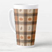 Herfst Pompoen Plaid Latte Mok (Linkerhoek)