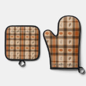 Herfst Pompoen Plaid Ovenwant & Pannenlap Set (Voorkant)