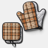 Herfst Pompoen Plaid Ovenwant & Pannenlap Set (Voorkant / Achterkant)