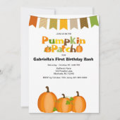 Herfst pompoen plukken eerste verjaardagsfeestje kaart (Voorkant)