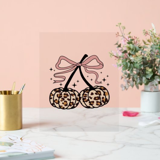 Herfst pompoen, pompoen kersen, luipaard pompoen,  acryl bord (Huwelijk)