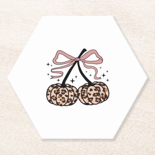 Herfst pompoen, pompoen kersen, luipaard pompoen, kartonnen onderzetters (Voorkant)
