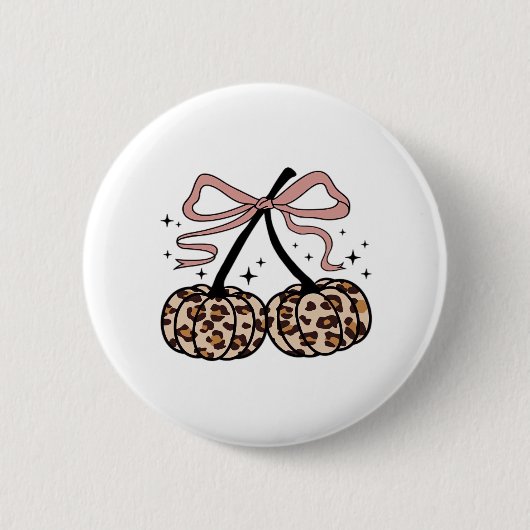 Herfst pompoen, pompoen kersen, luipaard pompoen, ronde button 5,7 cm (Voorkant)