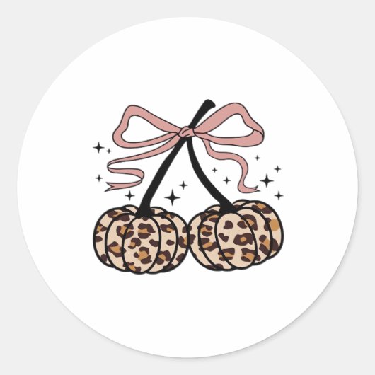 Herfst pompoen, pompoen kersen, luipaard pompoen, ronde sticker (Voorkant)