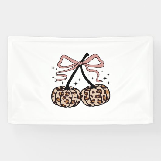 Herfst pompoen, pompoen kersen, luipaard pompoen, spandoek (Horizontaal)