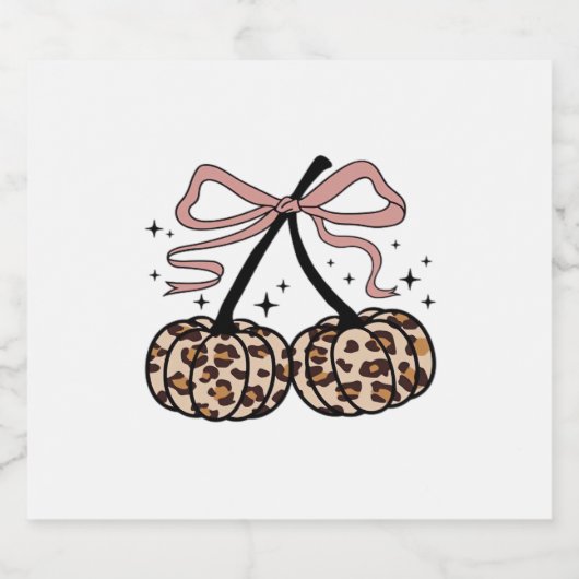 Herfst pompoen, pompoen kersen, luipaard pompoen, sparkling wijnetiket (Enkel label)