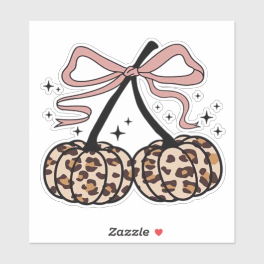 Herfst pompoen, pompoen kersen, luipaard pompoen,  sticker (Vel)