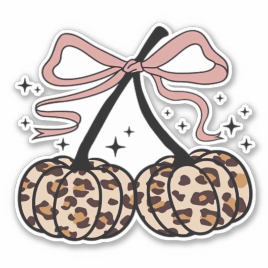 Herfst pompoen, pompoen kersen, luipaard pompoen,  sticker (Voorkant)