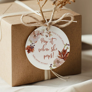 Herfst pompoen Pop het als ze eruit floept baby sh Bedankjes Labels