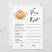 Herfst Pompoen Prijs is Juiste Baby shower Game Ka Kaart (Voorkant)