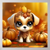 herfst pompoen puppy poster (Voorkant)