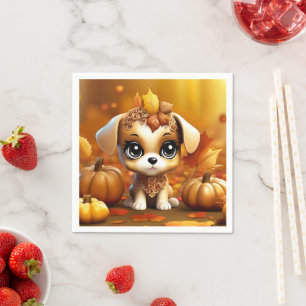 herfst pompoen puppy servet