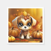 Herfst Pompoen Puppy Servet (Voorkant)